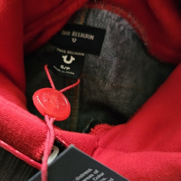 True Religion - NWT Vintage Denim Dress with Red Hoodie - Picture 6 of 15